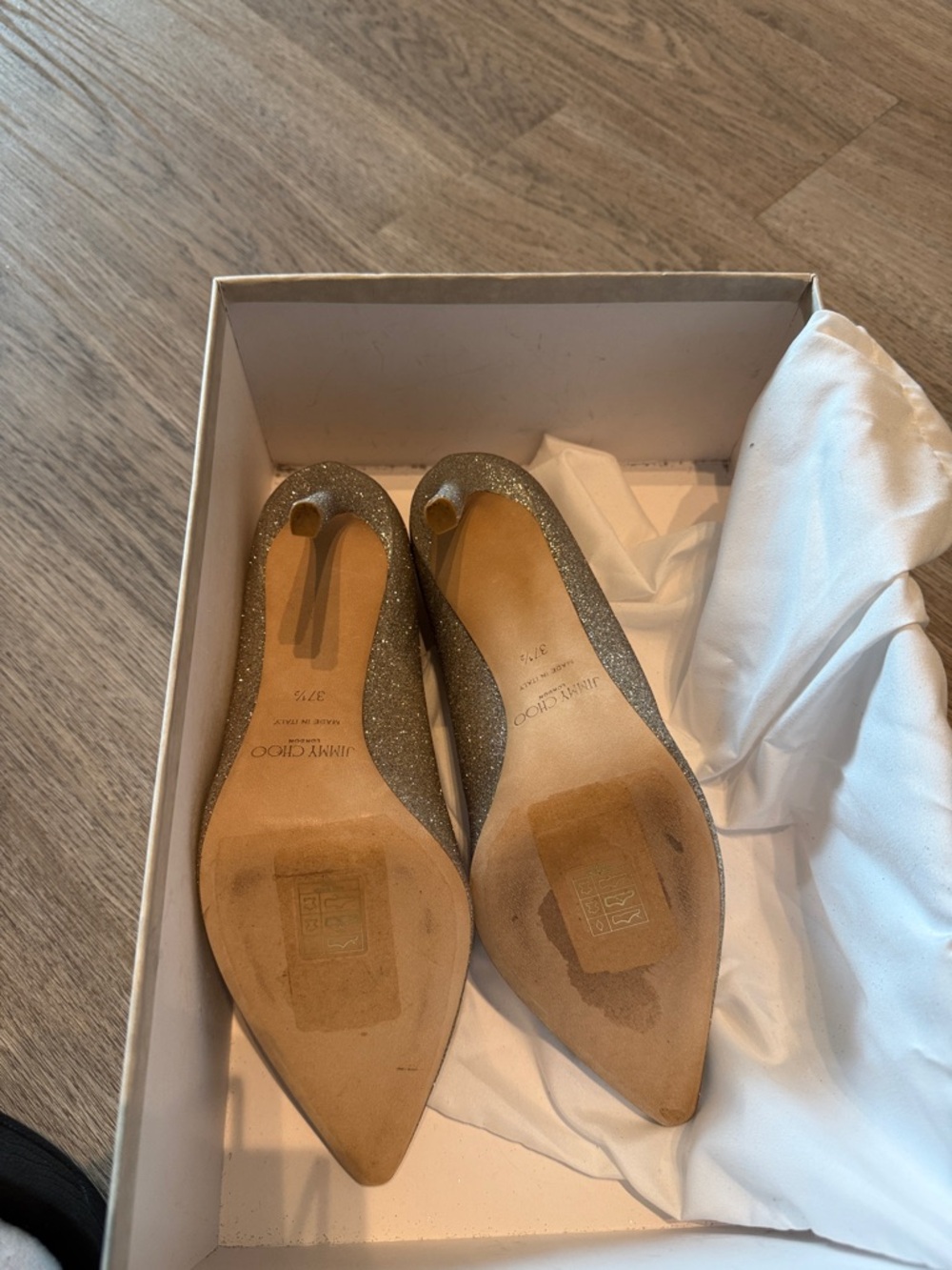 Jimmy Choo Glitter Pointed-Toe Pumps in Silver - Picture 5 of 5